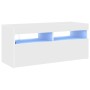 Mueble de TV con luces LED blanco 90x35x40 cm