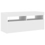 Mueble de TV con luces LED blanco 90x35x40 cm