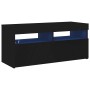 Mueble de TV con luces LED negro 90x35x40 cm