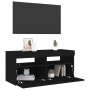 Mueble de TV con luces LED negro 90x35x40 cm