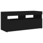 Mueble de TV con luces LED negro 90x35x40 cm