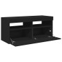 Mueble de TV con luces LED negro 90x35x40 cm