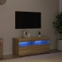 Mueble de TV con luces LED roble Sonoma 90x35x40 cm