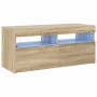 Mueble de TV con luces LED roble Sonoma 90x35x40 cm