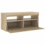 Mueble de TV con luces LED roble Sonoma 90x35x40 cm