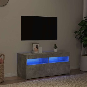 Mueble de TV con luces LED gris hormigón 90x35x40 cm
