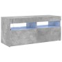 Mueble de TV con luces LED gris hormigón 90x35x40 cm