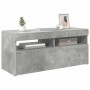 Mueble de TV con luces LED gris hormigón 90x35x40 cm