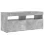 Mueble de TV con luces LED gris hormigón 90x35x40 cm