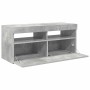 Mueble de TV con luces LED gris hormigón 90x35x40 cm