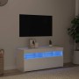 Mueble de TV con luces LED blanco brillante 90x35x40 cm
