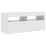 Mueble de TV con luces LED blanco brillante 90x35x40 cm