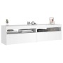 Muebles de TV con luces LED 2 unidades blanco 75x35x40 cm