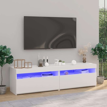 Muebles de TV con luces LED 2 uds blanco brillante 75x35x40 cm en Muebles TV | Comprar online en Foro24