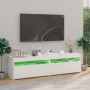 Muebles de TV con luces LED 2 uds blanco brillante 75x35x40 cm en Muebles TV | Comprar online en Foro24
