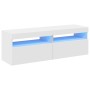Muebles de TV con luces LED 2 uds blanco 60x35x40 cm