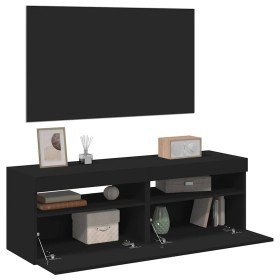Muebles de TV con luces LED 2 uds negro 60x35x40 cm