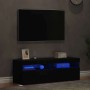 Muebles de TV con luces LED 2 uds negro 60x35x40 cm