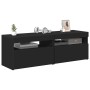 Muebles de TV con luces LED 2 uds negro 60x35x40 cm