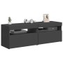 Muebles de TV con luces LED 2 uds gris 60x35x40 cm
