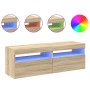 Muebles para TV con luces LED 2 uds roble Sonoma 60x35x40 cm