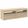 Muebles para TV con luces LED 2 uds roble Sonoma 60x35x40 cm