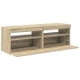 Muebles para TV con luces LED 2 uds roble Sonoma 60x35x40 cm