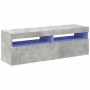 Muebles de TV con luces LED 2 uds gris hormigón 60x35x40 cm