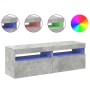 Muebles de TV con luces LED 2 uds gris hormigón 60x35x40 cm