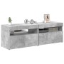 Muebles de TV con luces LED 2 uds gris hormigón 60x35x40 cm