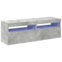 Muebles de TV con luces LED 2 uds gris hormigón 60x35x40 cm