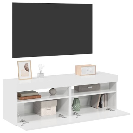 Muebles de TV con luces LED 2 uds blanco brillante 60x35x40 cm en Muebles TV | Comprar online en Foro24
