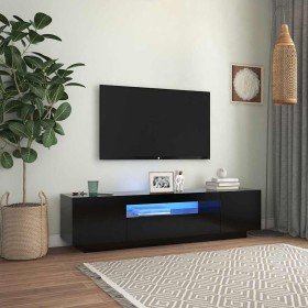 Mueble de TV con luces LED negro 160x35x40 cm Mueble de TV con luces LED negro 160x35x40 cm