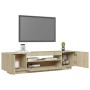 Mueble de TV con luces LED roble Sonoma 160x35x40 cm