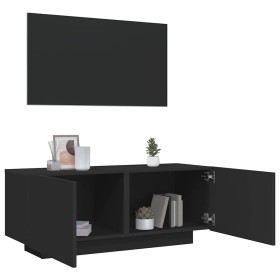 Mueble para TV madera contrachapada negra 100x35x40 cm