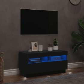 Mueble de TV con luces LED negro 80x35x40 cm