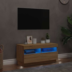 Mueble de TV con luces LED roble Sonoma 80x35x40 cm