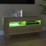 Mueble de TV con luces LED roble Sonoma 80x35x40 cm