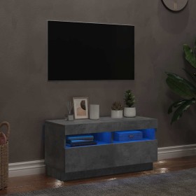Mueble de TV con luces LED gris hormigón 80x35x40 cm