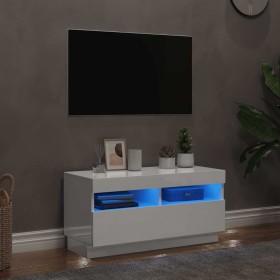 Mueble de TV con luces LED blanco brillante 80x35x40 cm