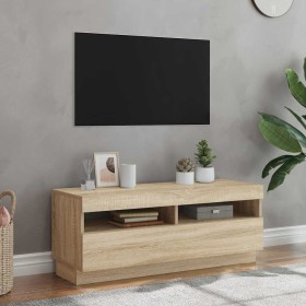 Mueble de TV con luces LED roble Sonoma 100x35x40 cm