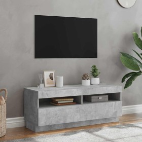 Mueble de TV con luces LED gris hormigón 100x35x40 cm