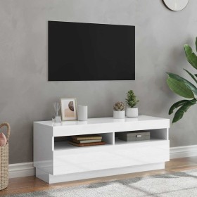 Mueble de TV con luces LED blanco brillante 100x35x40 cm Mueble de TV con luces LED blanco brillante 100x35x40 cm