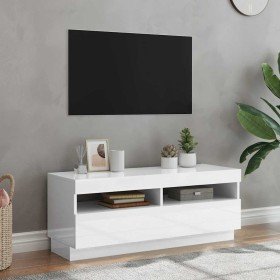Mueble de TV con luces LED blanco brillante 100x35x40 cm Mueble de TV con luces LED blanco brillante 100x35x40 cm