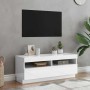 Mueble de TV con luces LED blanco brillante 100x35x40 cm en Muebles TV | Comprar online en Foro24