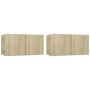 Muebles de salón colgantes 2 uds roble Sonoma 60x30x30 cm en Muebles TV | Comprar online en Foro24