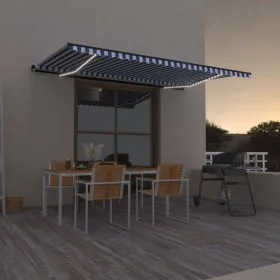 Manual retractable awning with blue and white LED 500x300 cm by vidaXL, Awnings - Ref: Foro24-3069141, Price: 621,44 €, Disco...