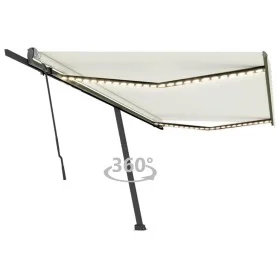 Manual retractable awning with cream LED light 500x300 cm by vidaXL, Awnings - Ref: Foro24-3069782, Price: 735,74 €, Discount: %