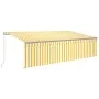 Manual retractable awning with blinds and yellow and white LED 5x3 m by vidaXL, Awnings - Ref: Foro24-3069463, Price: 444,75 ...