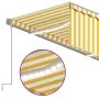 Manual retractable awning with blinds and yellow and white LED 5x3 m by vidaXL, Awnings - Ref: Foro24-3069463, Price: 444,75 ...